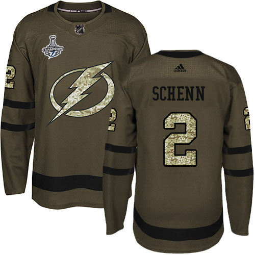 Men Adidas Tampa Bay Lightning #2 Luke Schenn Green Salute to Service 2020 Stanley Cup Champions Stitched NHL Jersey